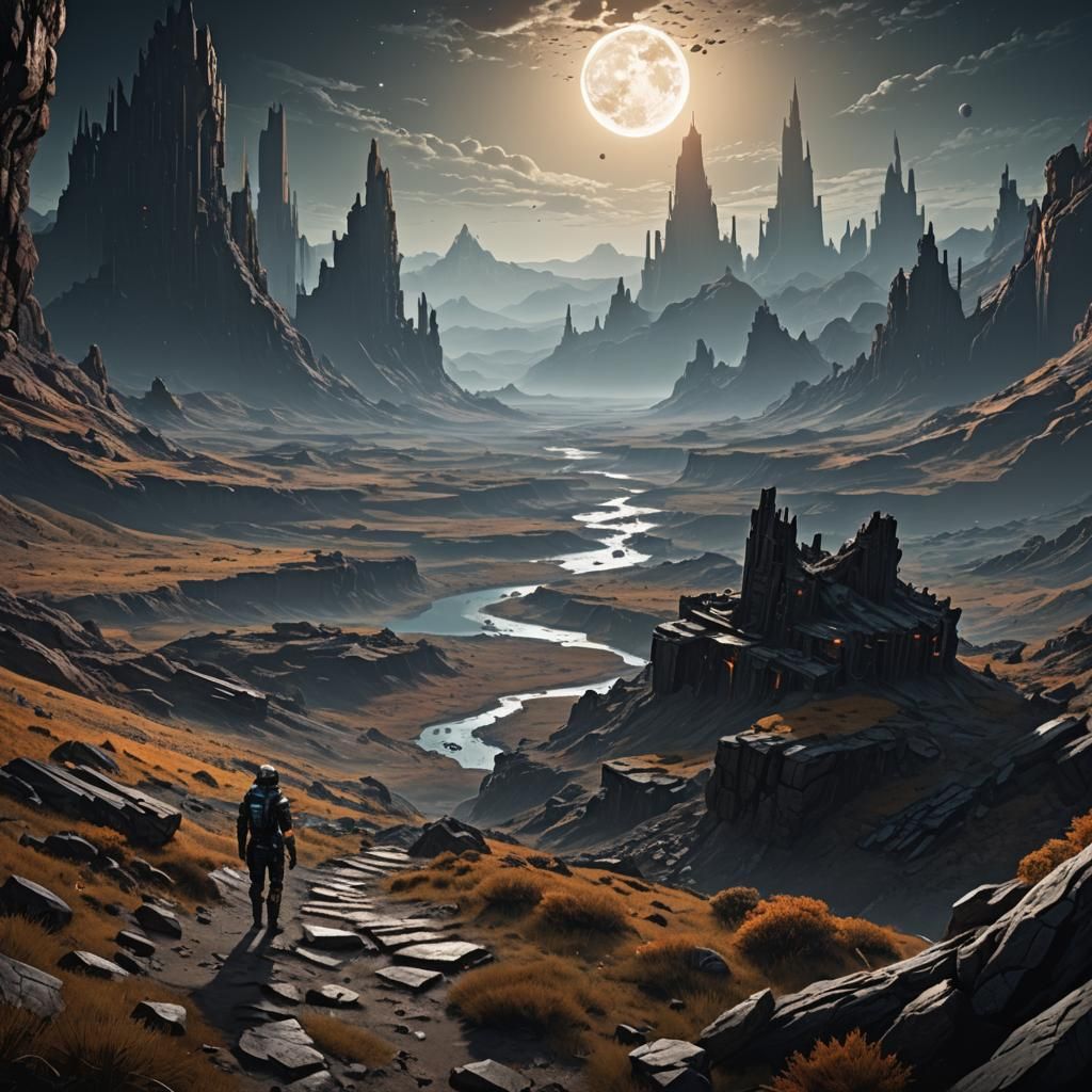 Endless Landscape: Detailed Matte Painting in Deep Color