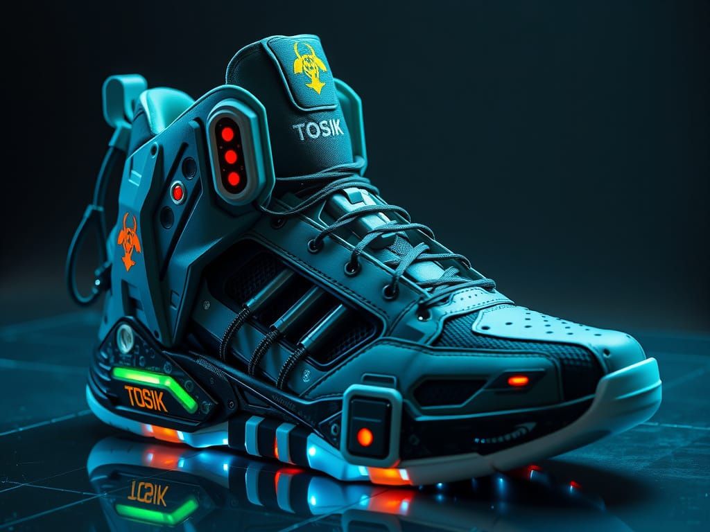 Futuristic Cyberpunk Basketball Shoe with Neural Interface