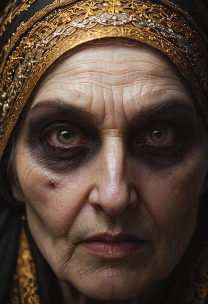 Creepy Babushka in Gothic Horror Style