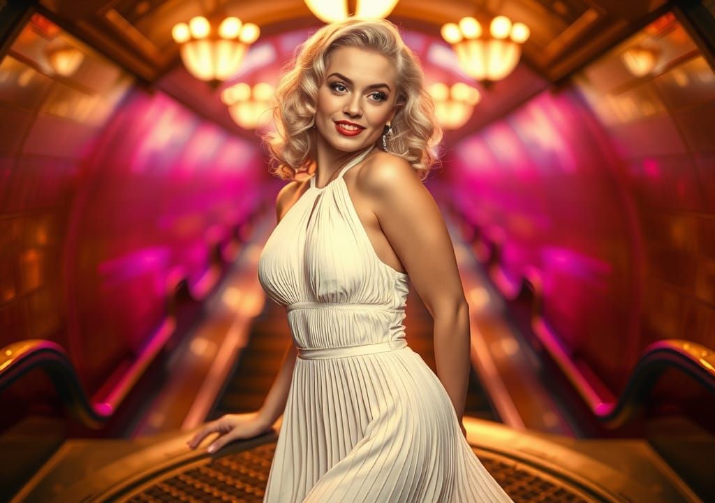Marilyn Monroe Subway Grate Portrait in Old Hollywood Style
