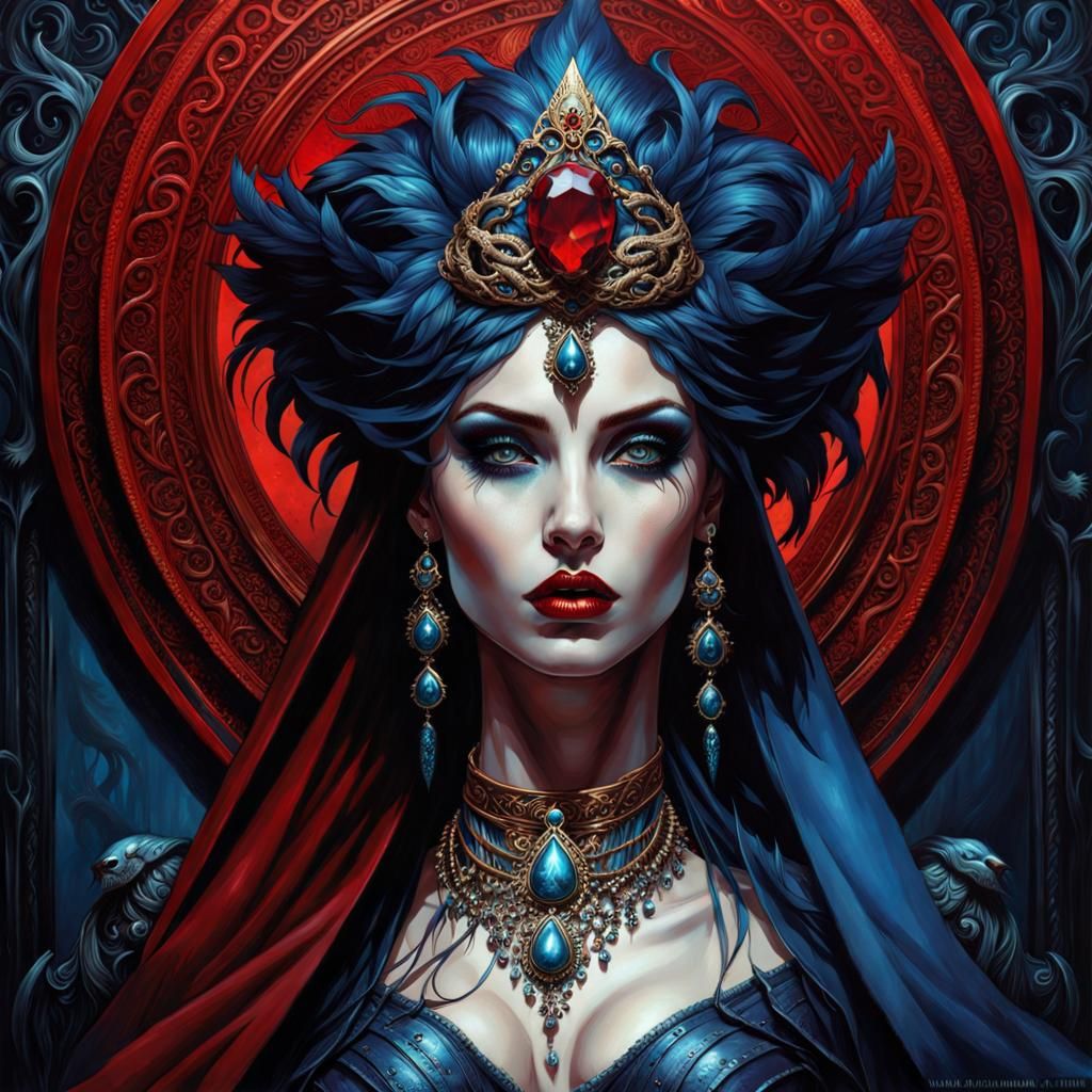 Gothic Zombie Woman with Snake Crown in Dark Fantasy Style