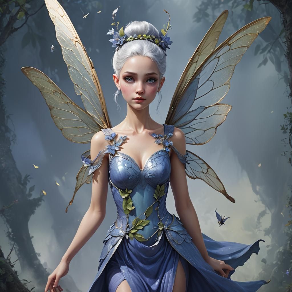 Periwinkle Fairy in Periwinkle Dress: Fantasy Art
