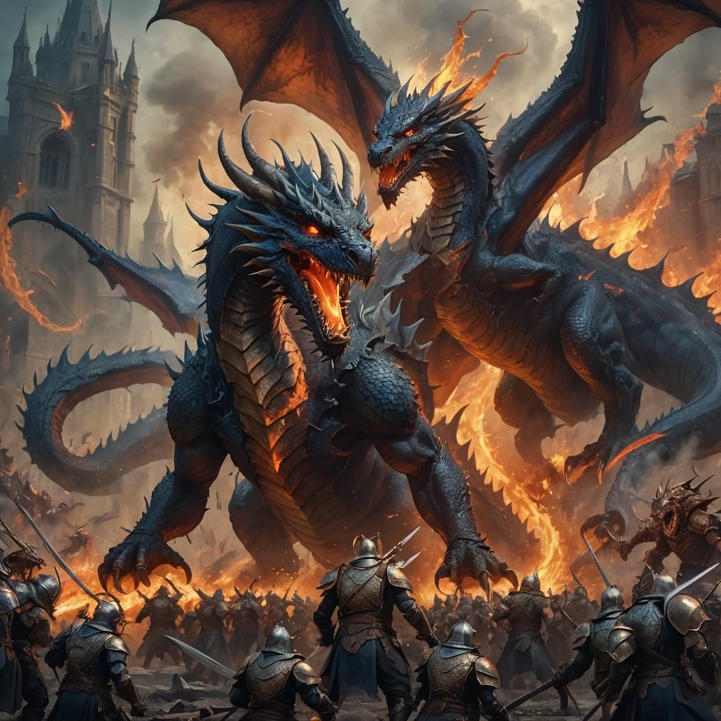 Dragon Dominates Battlefield in Dark Fantasy Concept Art
