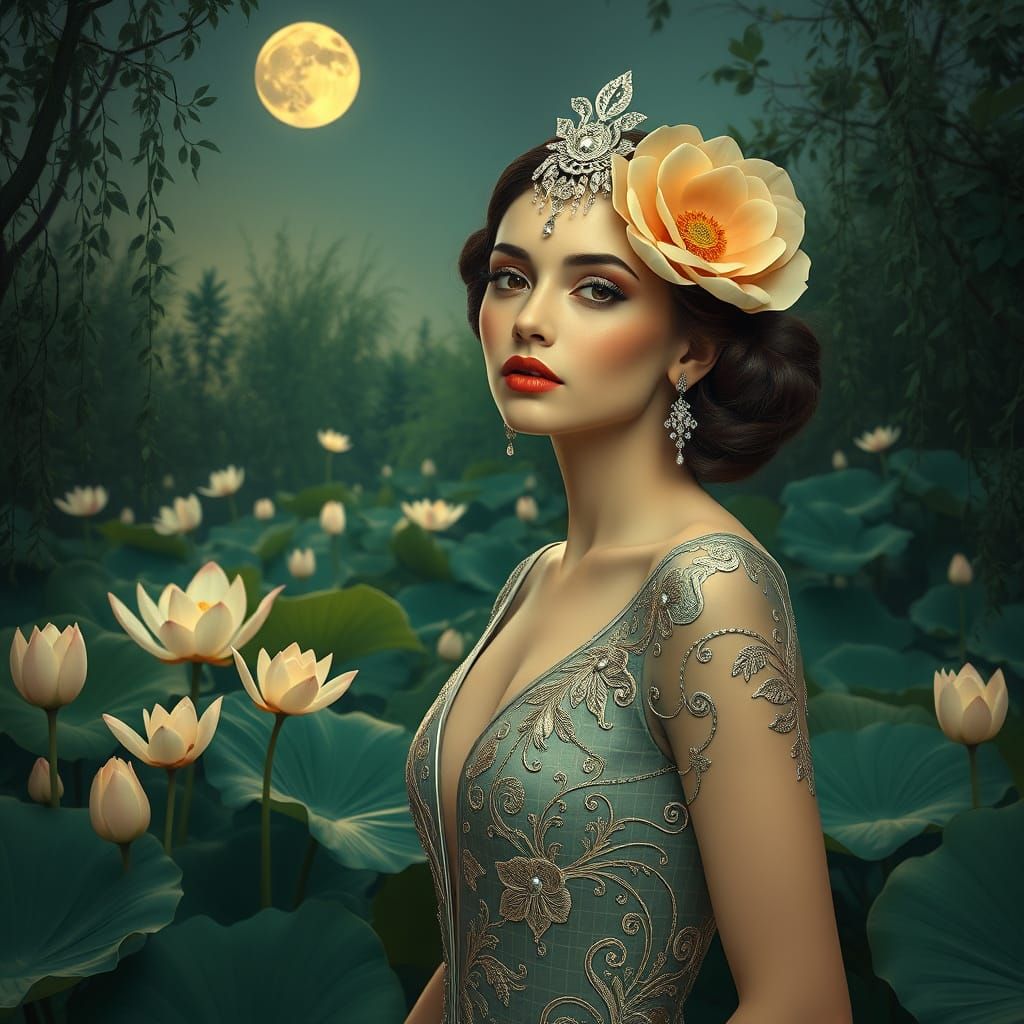 Garden Goddess in Rhodium Couture