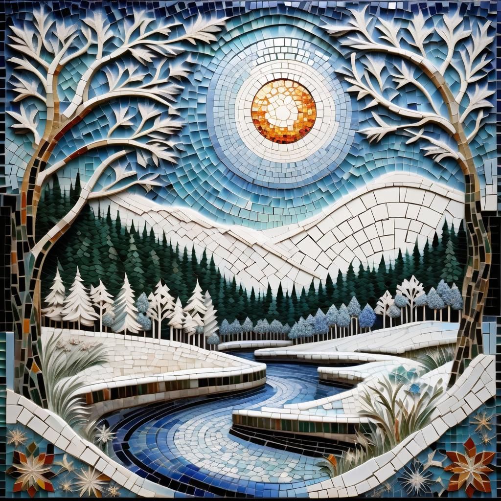 Winter World in Roman Mosaic Style