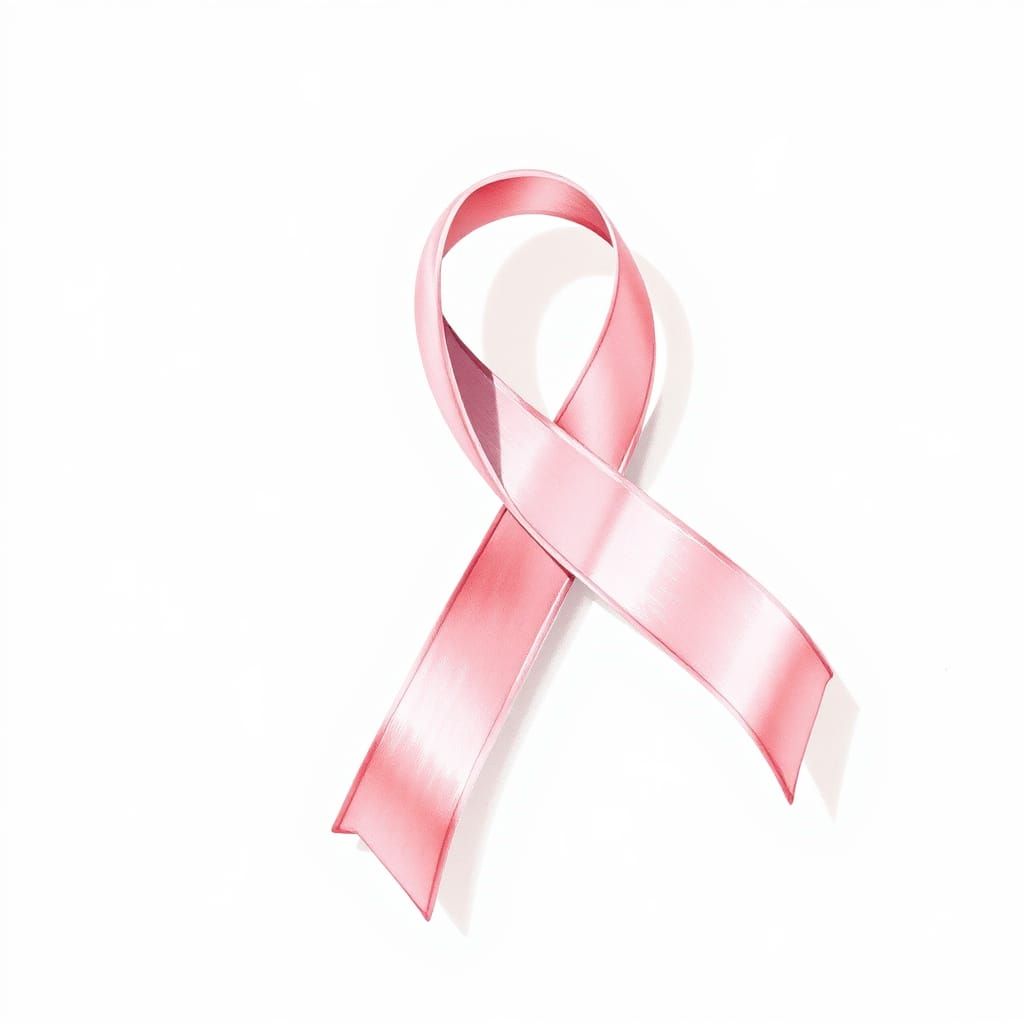 Delicate Pink Ribbon Awareness Symbol in Watercolor Style