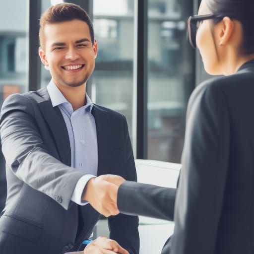 Happy Businessman Handshake in Modern City Environment