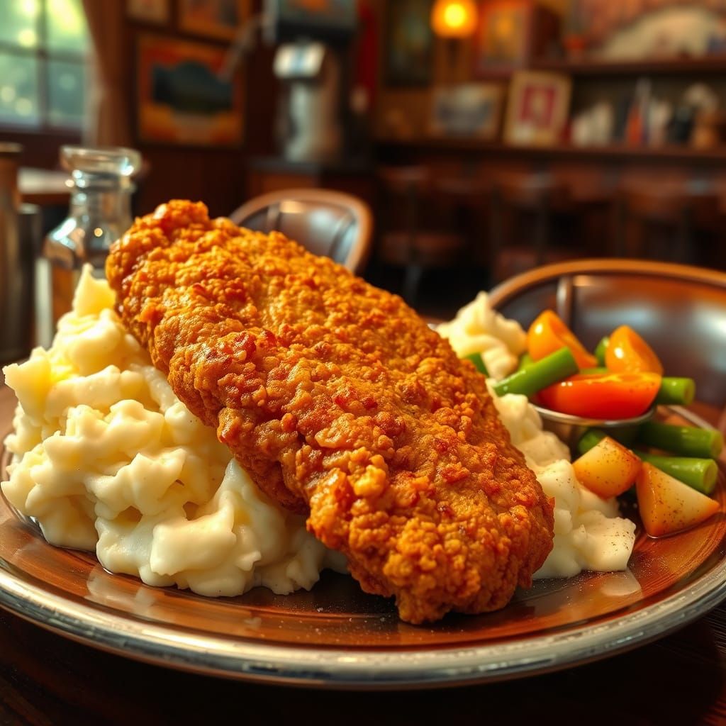 Crispy Chicken Fried Steak in Kentucky Diner