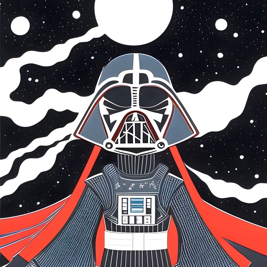 Darth Vader in Ukiyo-e Samurai Style
