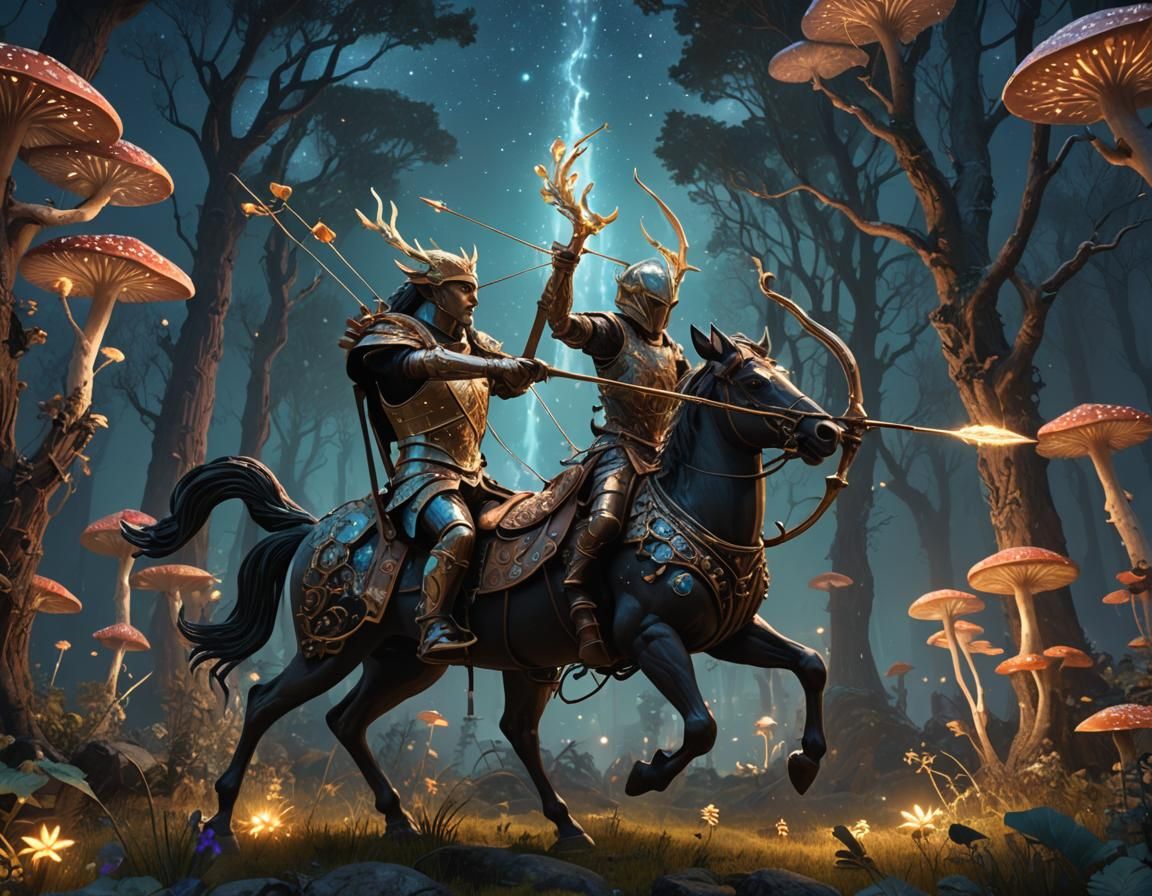 Centaure Archer Shoots Ethereal Arrow, 3D Render