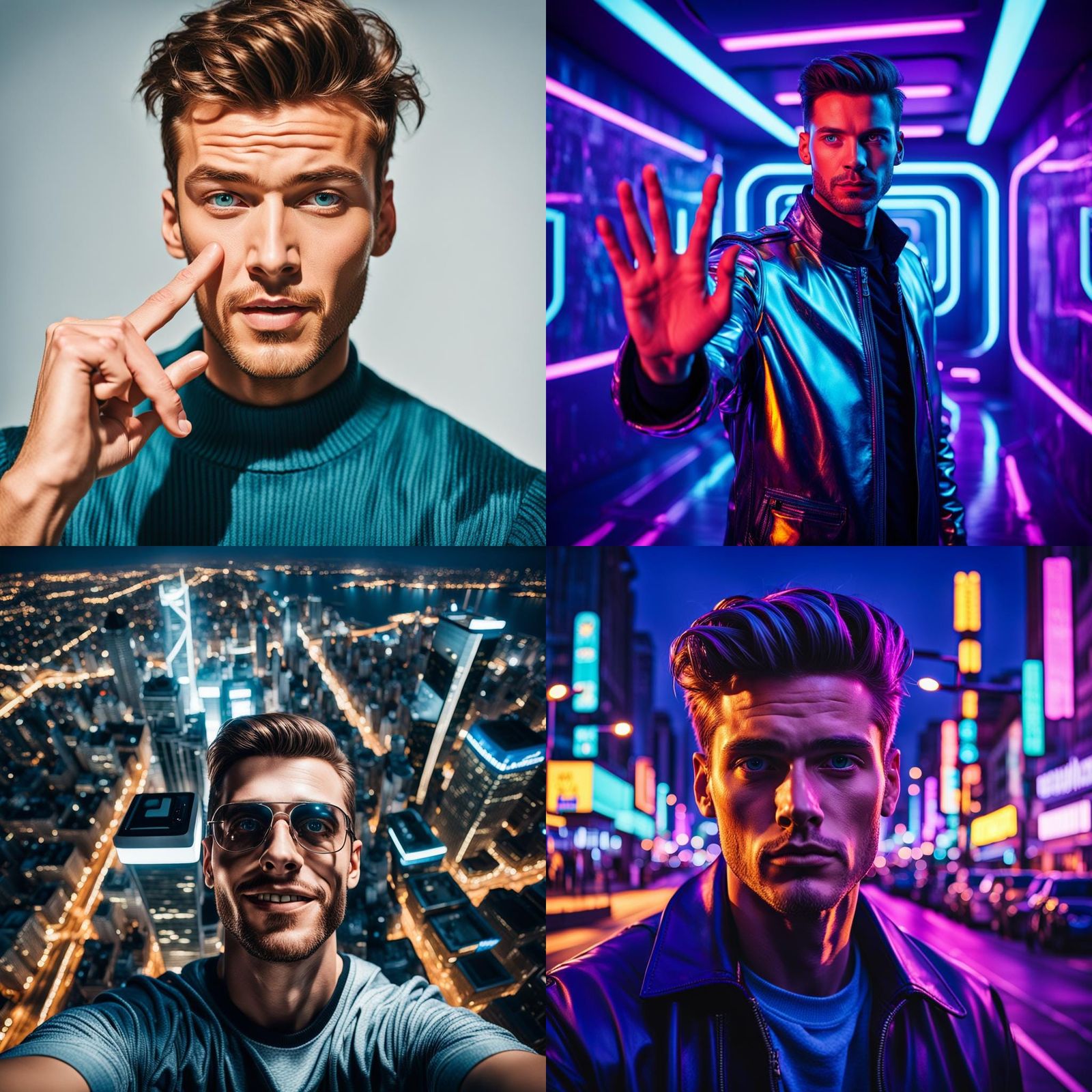 Intriguing Selfie: Male Model, Invisible Camera