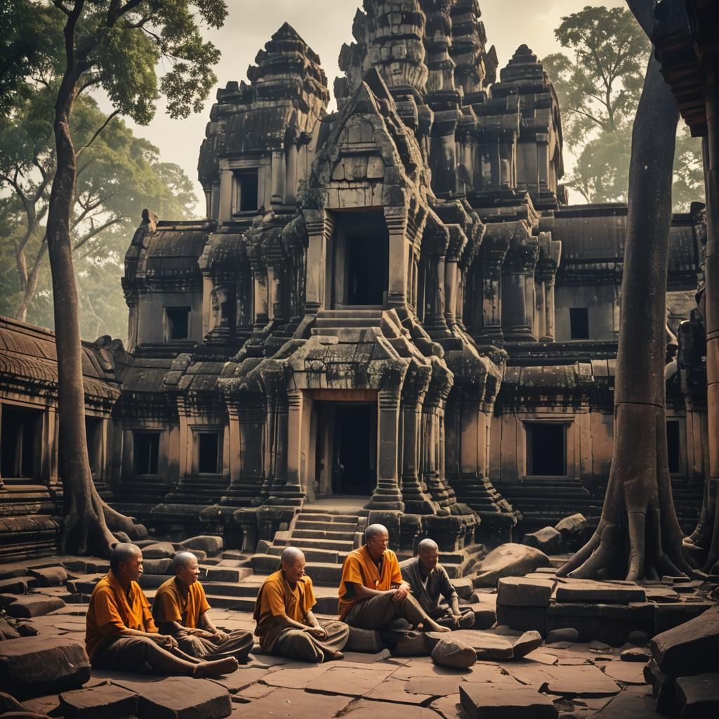 Angkor Wat Temple Film Still at Sunset