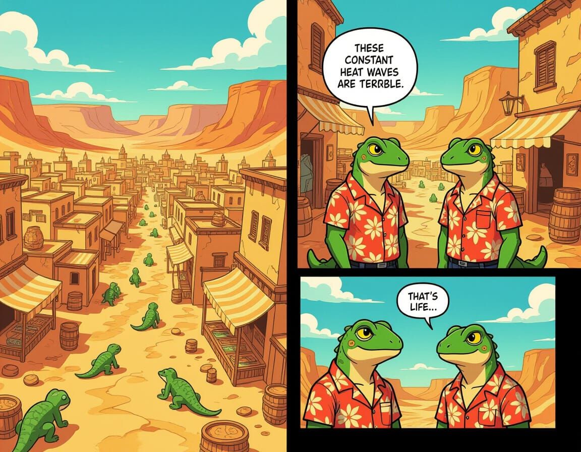 Lizard City Life During Heat Wave, Anime Comic