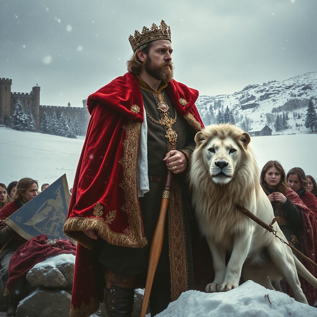 King Henry II in Winter Landscape, Cinematic Style