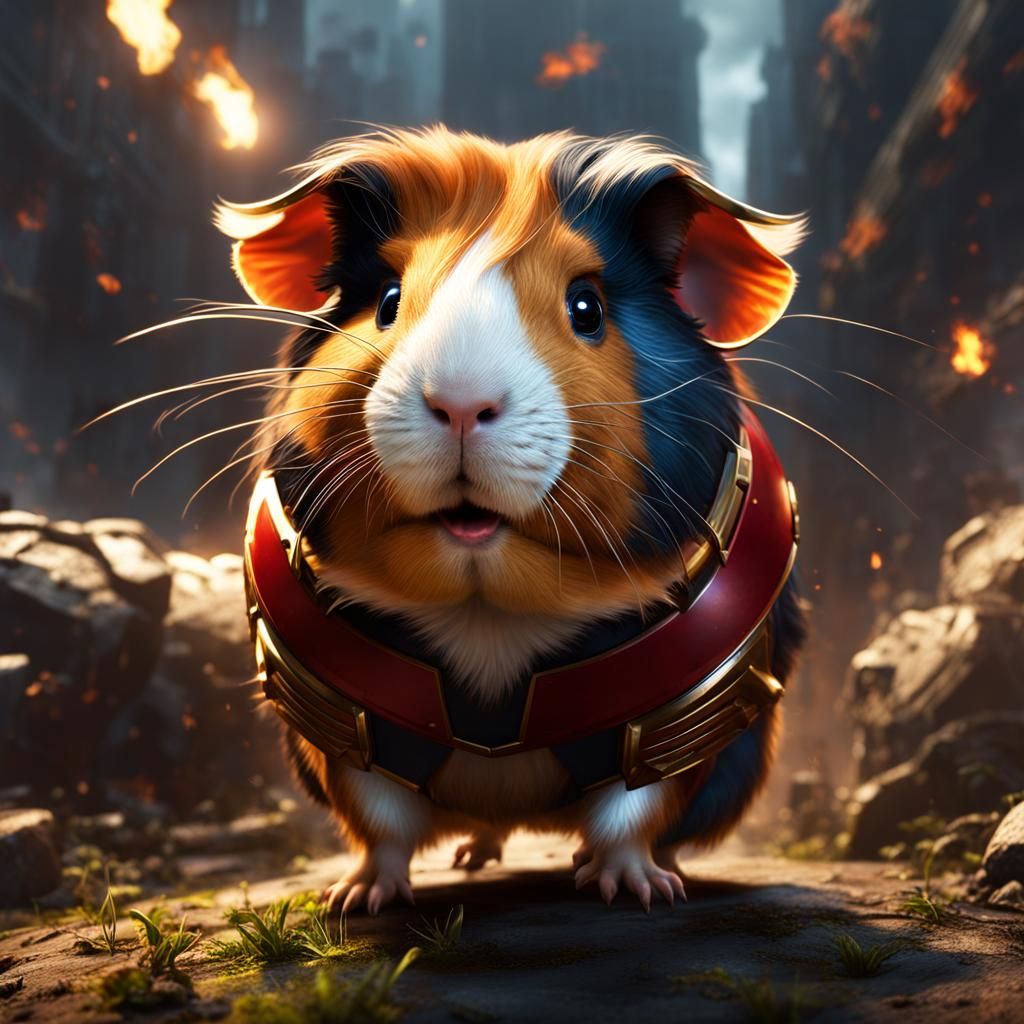 Guinea Pig Action Hero in Avengers Movie Style
