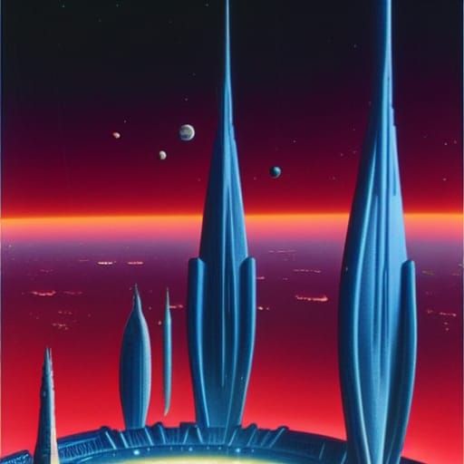 Alien City with Spaceships: A Sci-Fi Vision