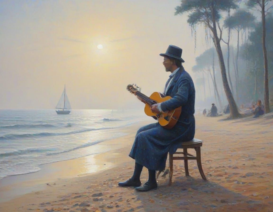 Beach Busker in Vibrant Gouache