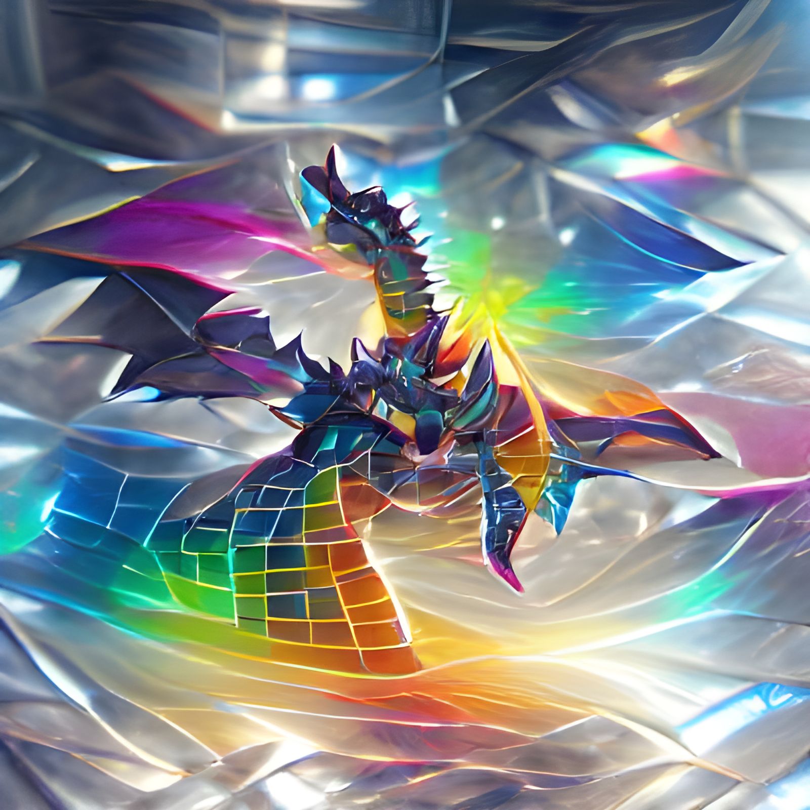 Prismatic Dragon Shimmers in Rainbow Colors
