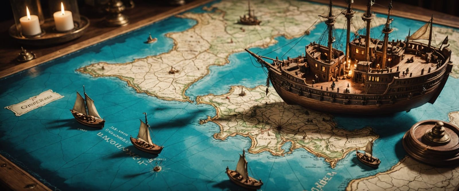 Fantasy Map with Miniature Kingdom, Detailed Art