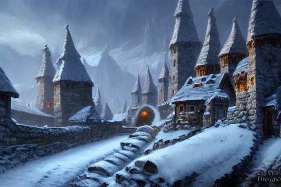 Snowy Giants' Village in the Highlands