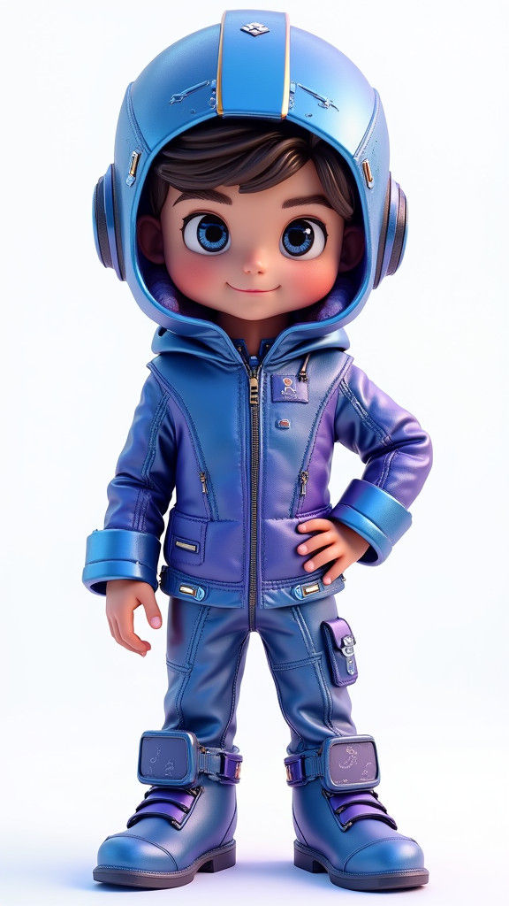 Cyberpunk Superhero Boy in 3D Anime Style