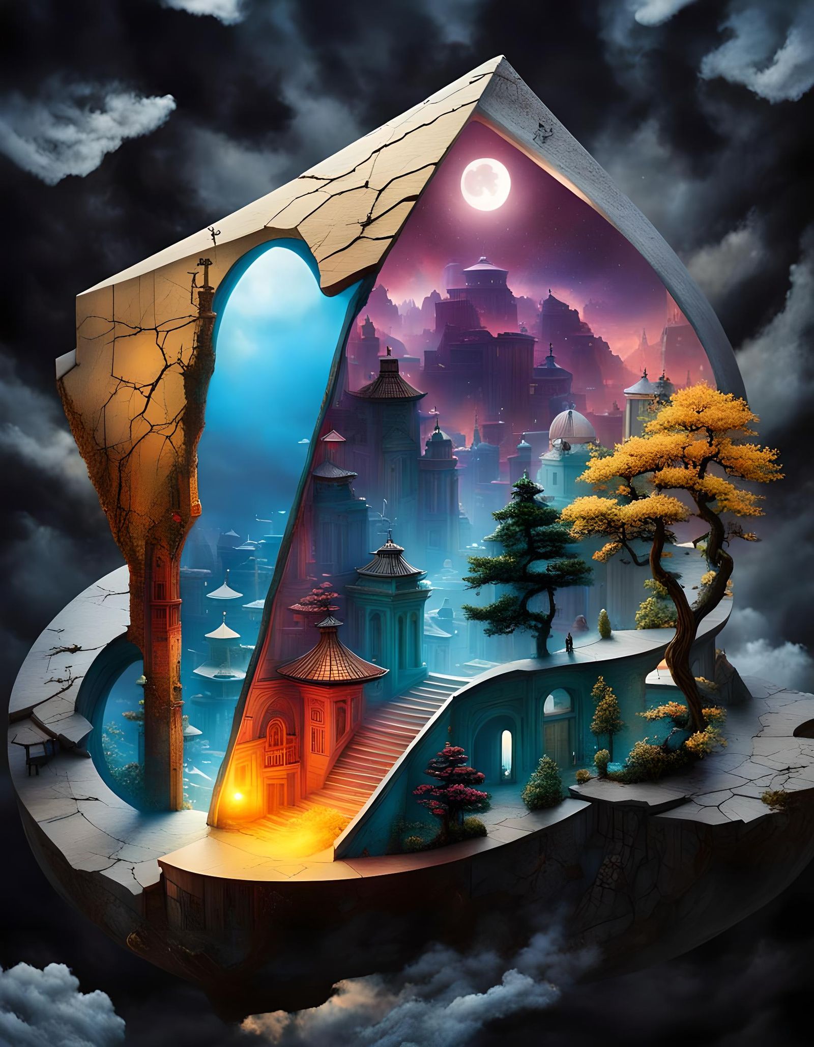 Surreal Stargate Landscape Inspired by Woodroffe and Jansson