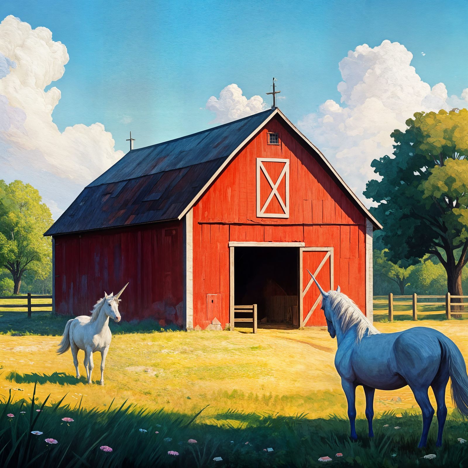 Elegant Unicorns in a Gouache Impressionist Masterpiece