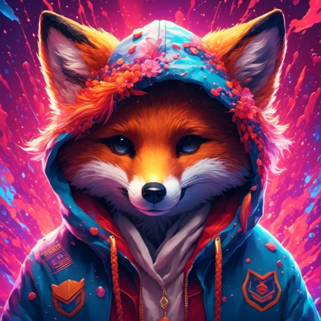 Fox in Hoodie Saying Intrusive Fox Gaming