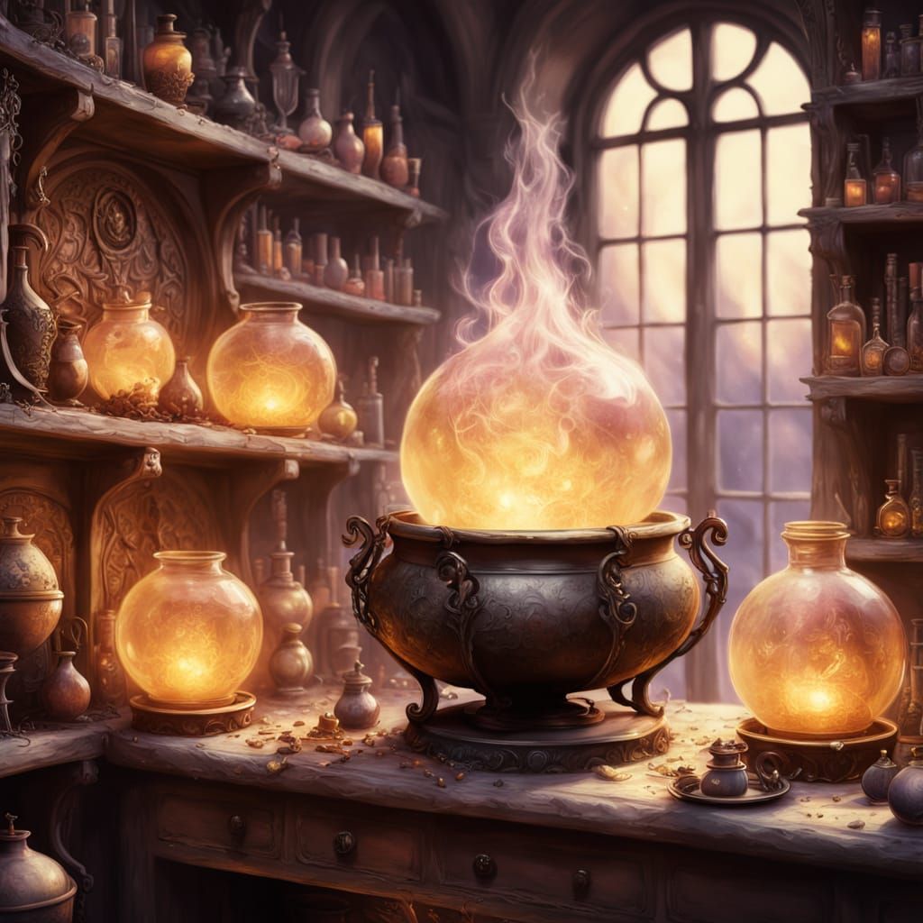 Enchanted Wizard's Lair in Warm, Golden Light