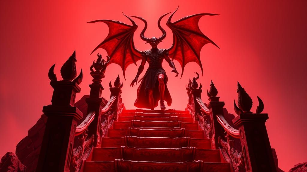 Lucifer Descends to Hell: Pixar-Style 3D Art