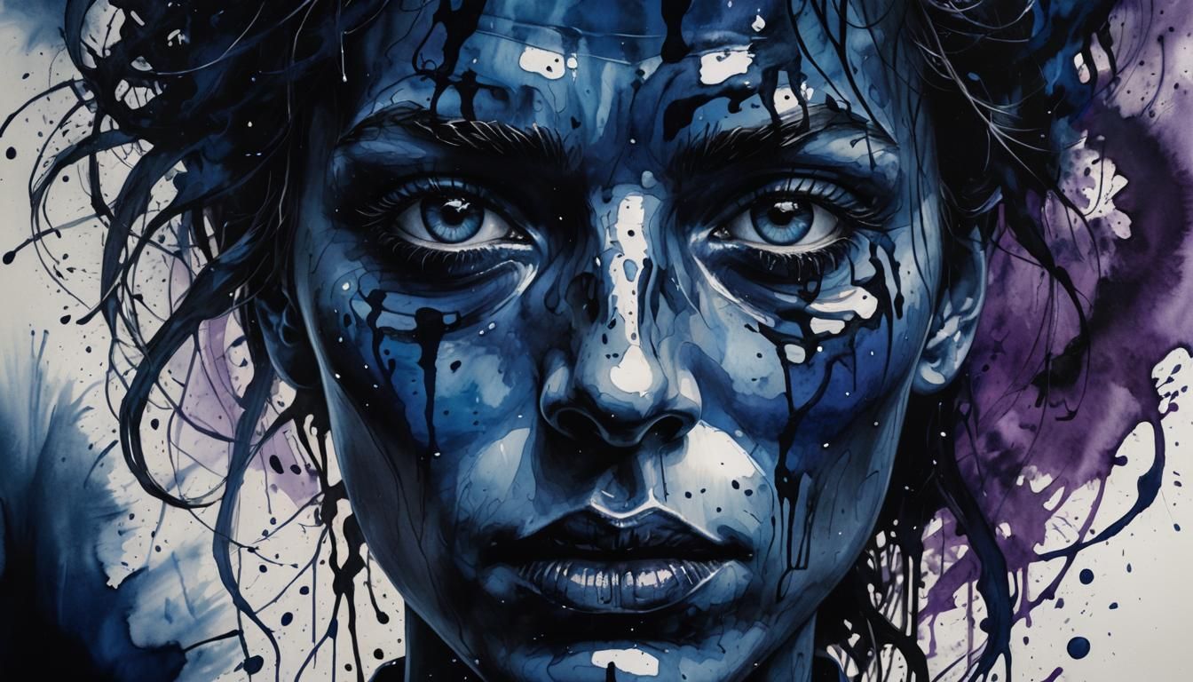 Soulful Ink Portrait in a Dark Art Style