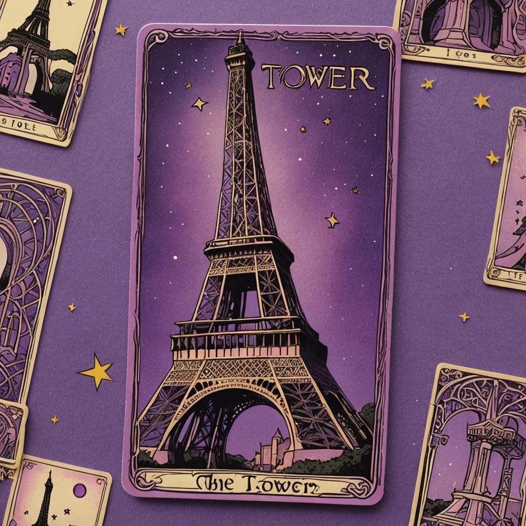 Eiffel tower 'the tower' tarot card.