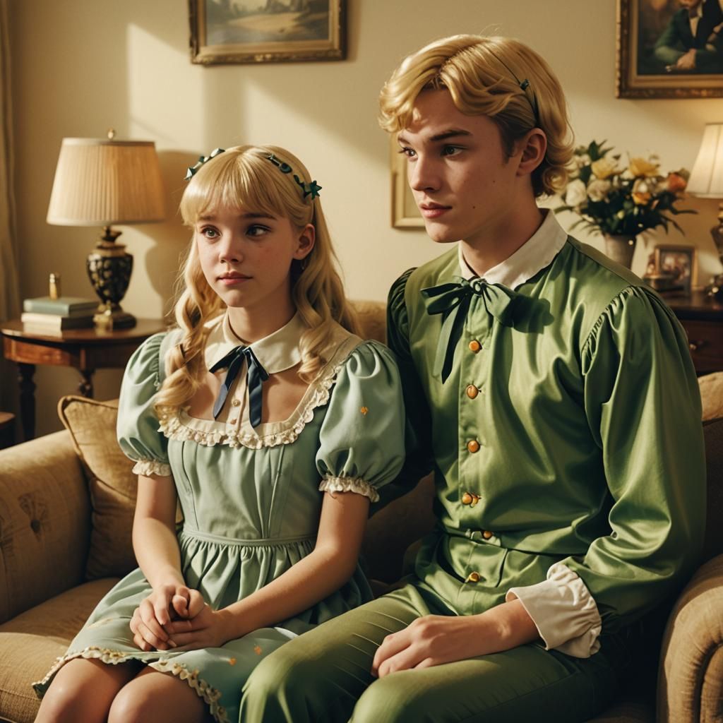 Cinematic Film Still of Young Man Crossdressing