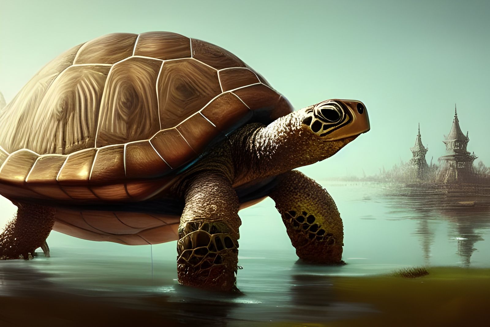 Giant Turtle Island: Hyperdetailed Fantasy Art