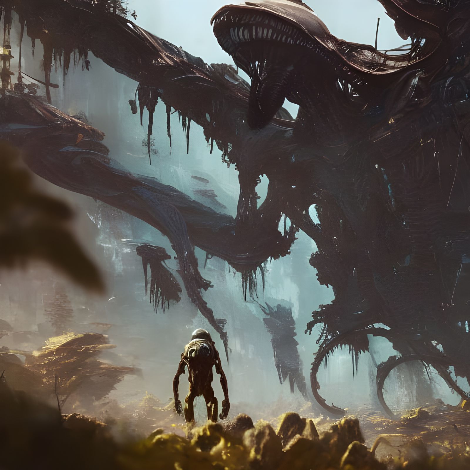 Terrifying Alien in Photorealistic Sci-Fi Style