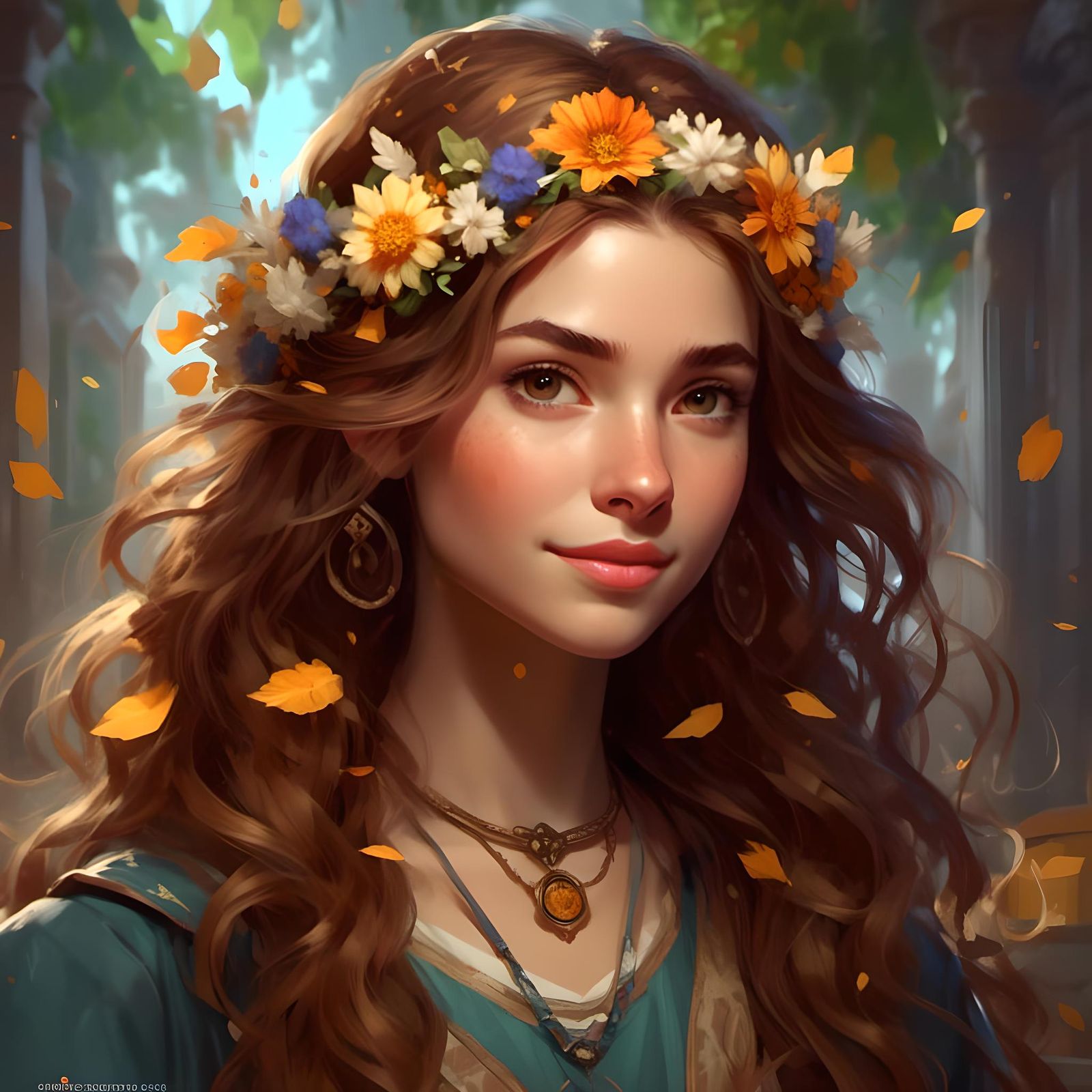 Honey-Haired Student Portrait in Dungeons and Dragons Style