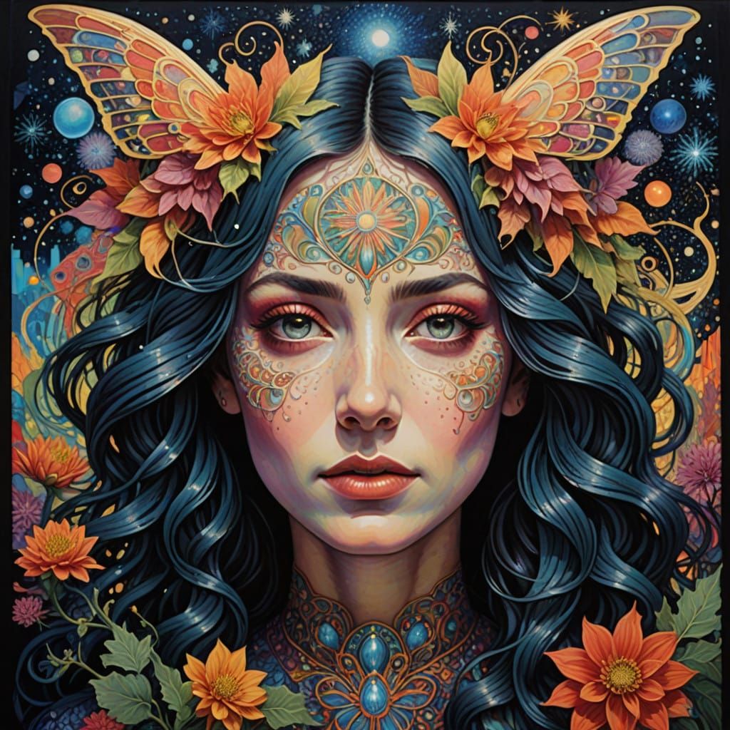 Hyperrealistic Woman in Psychedelic Gordian Knot Inspired Un...