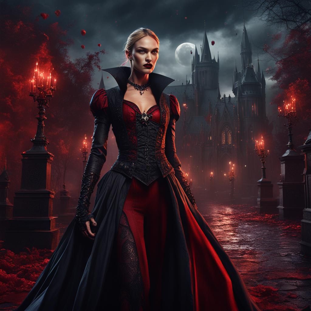 Female Vampire Portrait in Detailed Matte Painting