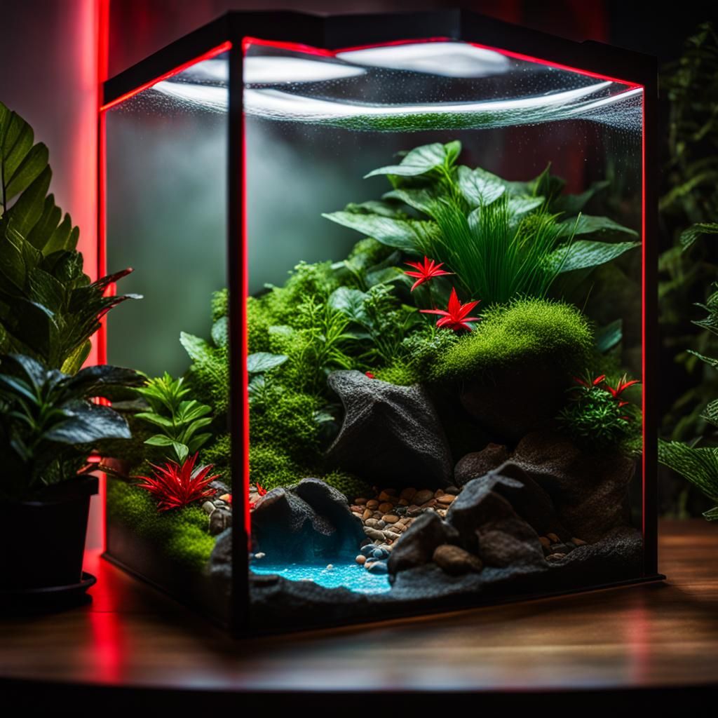 Elaborate Terrarium with Neon Lights, Fantasy Concept Art