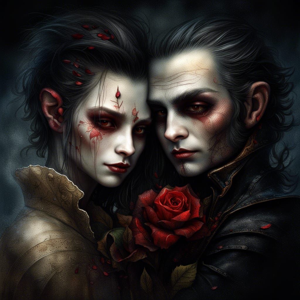 Romantic Vampire Embrace in Ultra Realistic Style