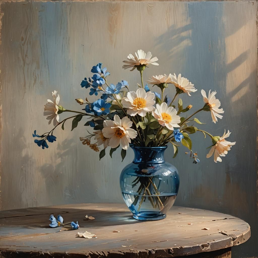 Floral Still Life Oil Painting in 19th Century Style