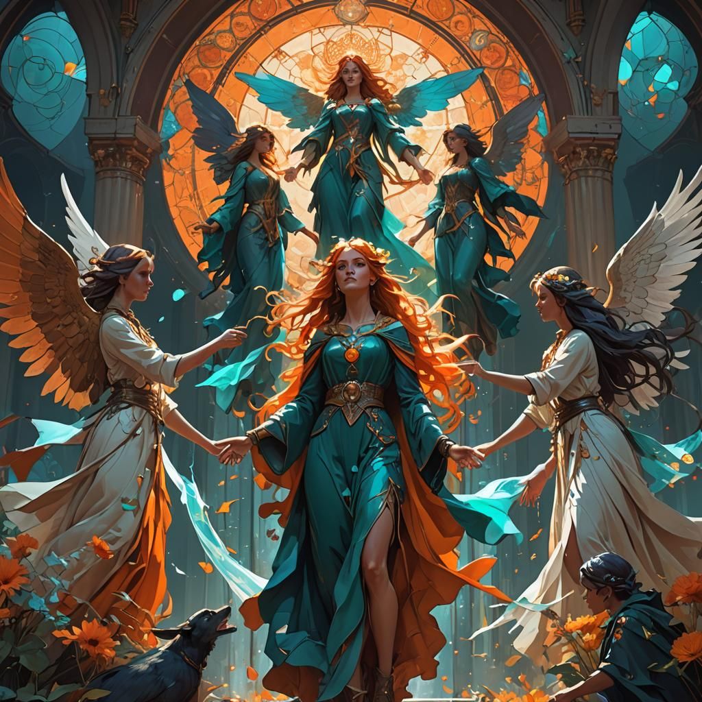 Angels and Witches Meet: Hyperdetailed Concept Art