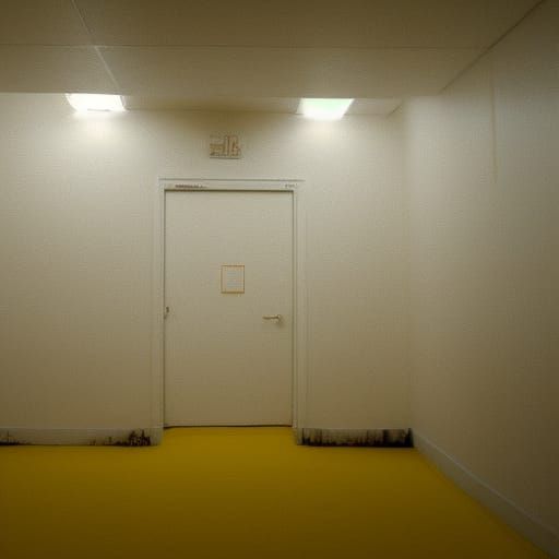 Eerie Yellow Room in a Liminal Space