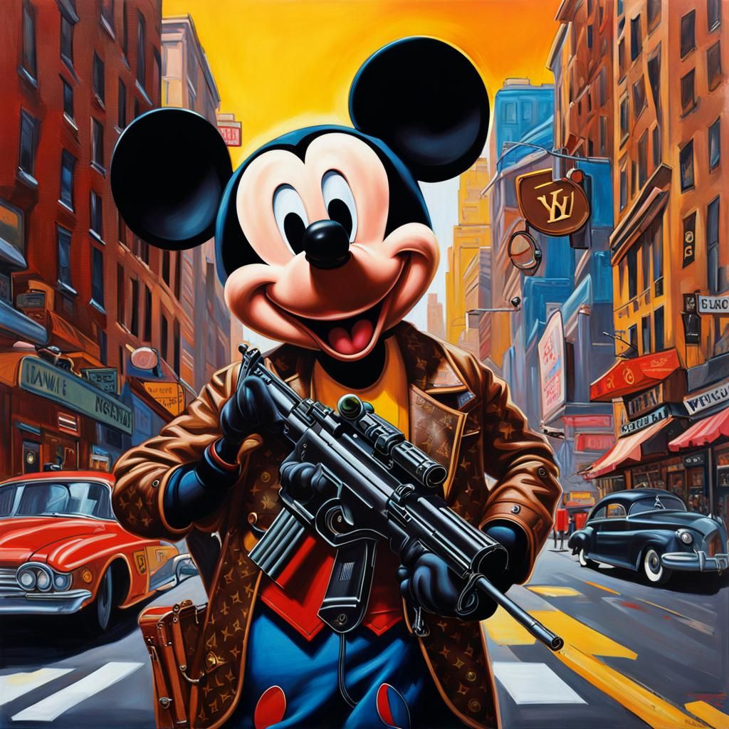 Mickey Mouse with Machine Gun in New York