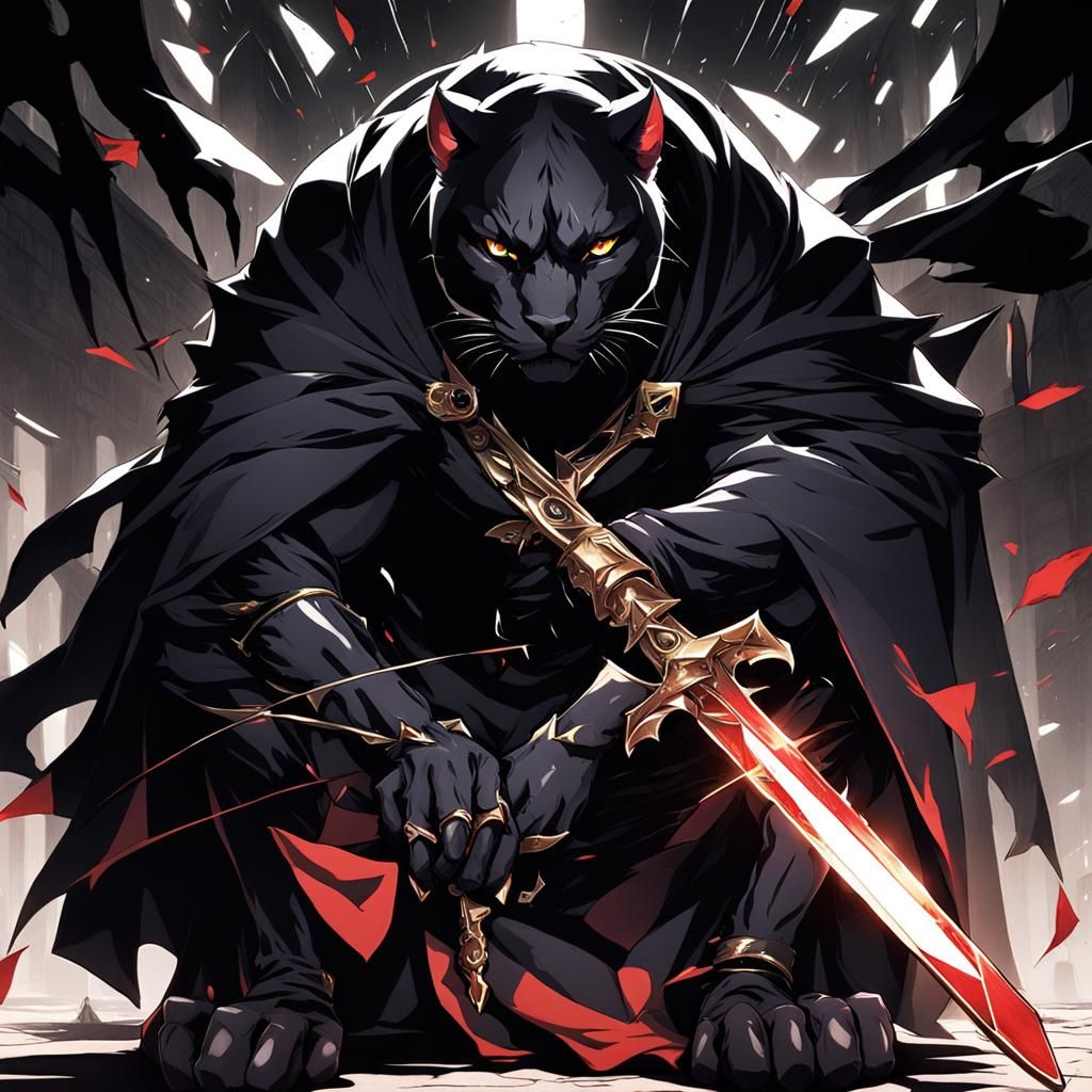 Shadow Panther Rogue with Daggers, Anime Style