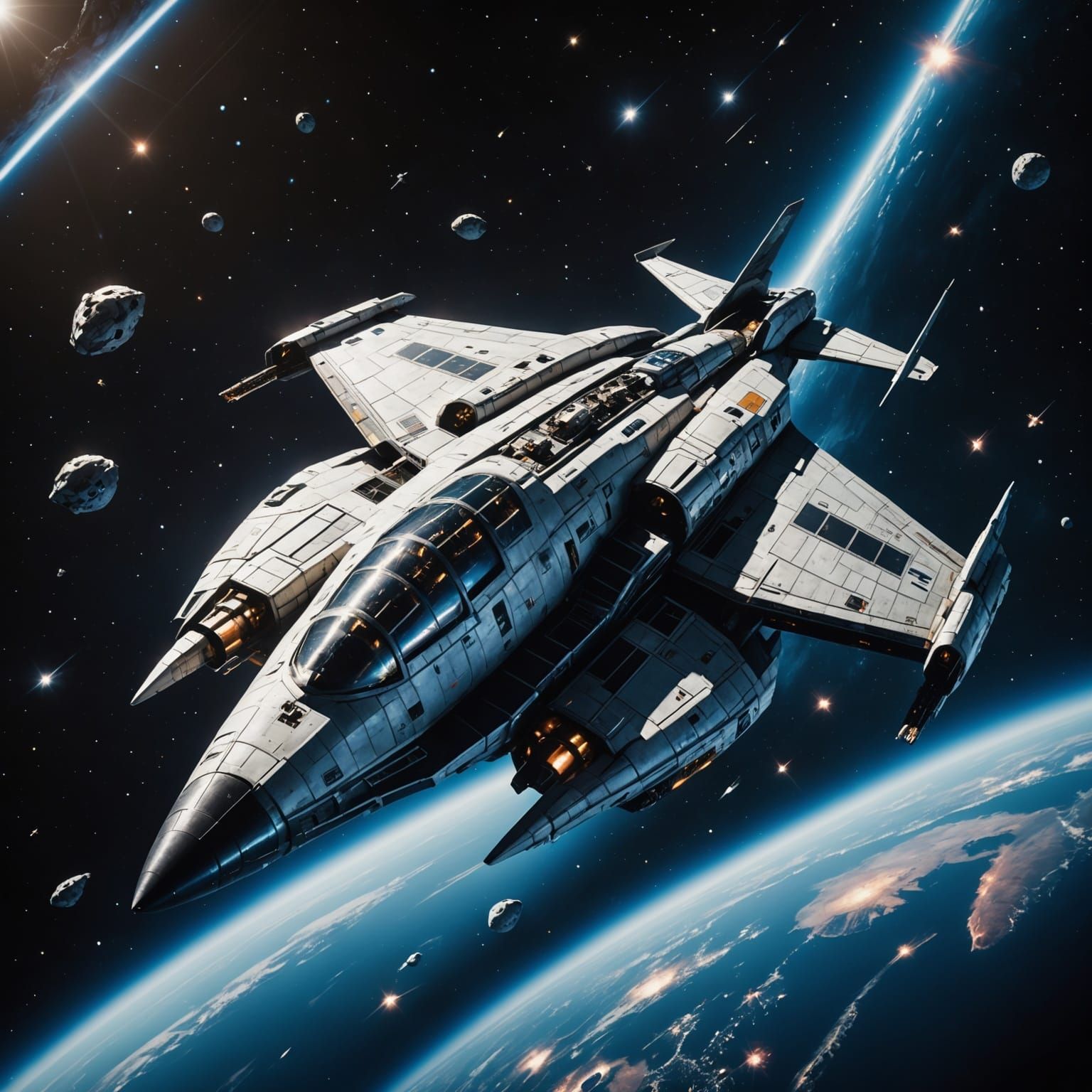 Normandy SR-1 Starship in Deep Space