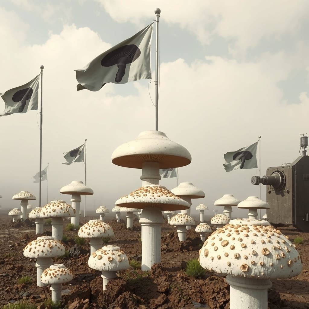 Surreal Mushroomscape in Futuristic Hyperreal Style
