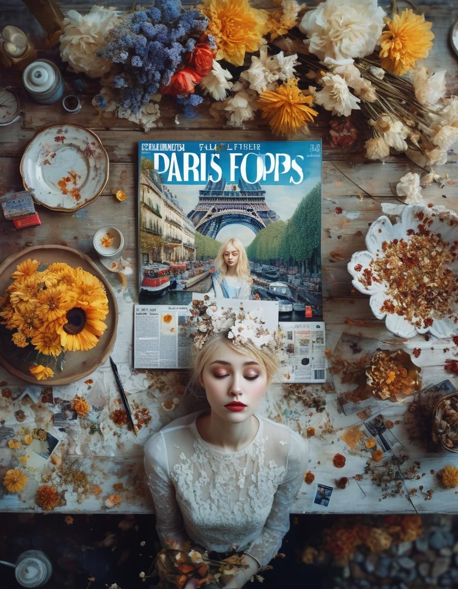 Magazine Cover Art: Blonde Woman in Paris