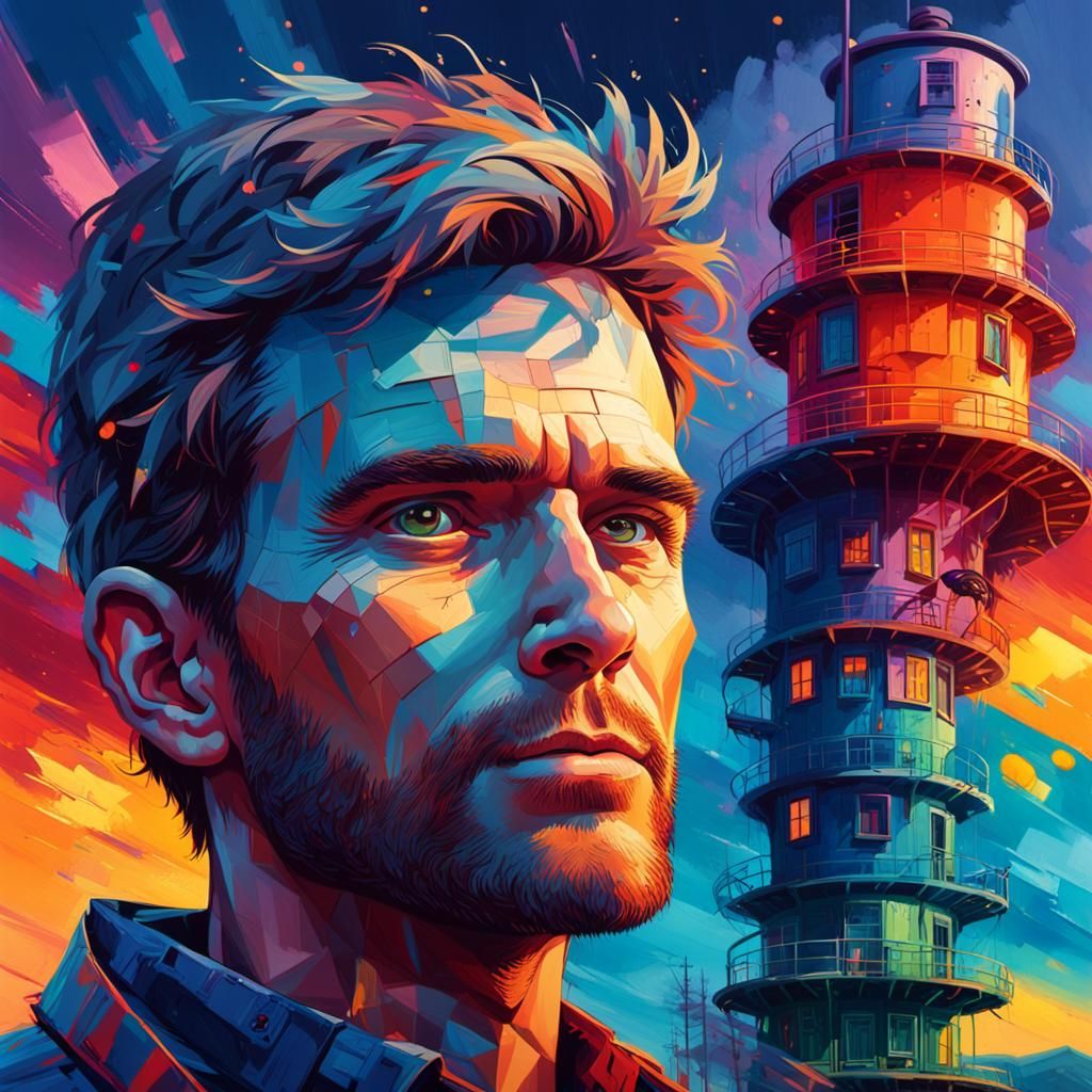 Cinematic Hyperrealistic Portrait of Peter North in Bold Col...