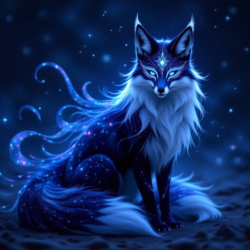 Starlight Demonic Fox Spirit with Cosmic Fur